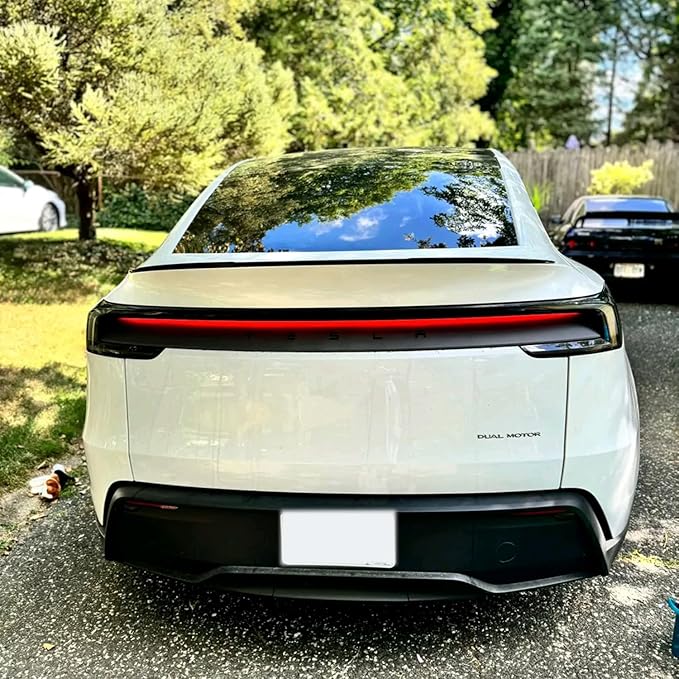 STSEV01 Rear Spoiler Fit for Tesla New Model Y Juniper 2026, Sporty V-Style Performance Appearance Type Wing, Trunk DeckLid Lip Exterior Accessories, Tape Installation (Glossy Black)