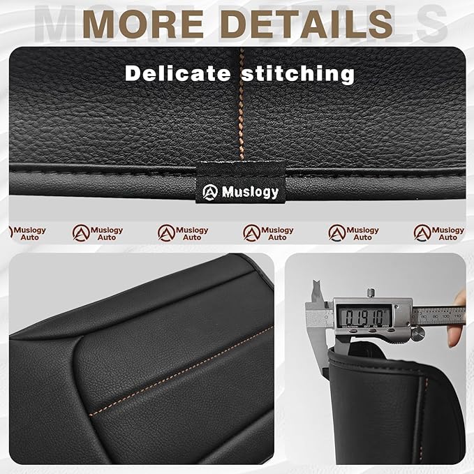 Muslogy Center Console Armrest Cover Fit for Subaru Forester 2025 Accessories, Comfort Armrest Pad Console Lid Cushion Vegan Leather Regular Thick (Black/Brown Trim)