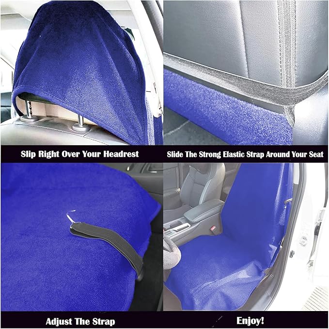 Car Seat Cover Protector Front Seats,for Gym Workout,Running,Swimming,Beach and Hiking,Waterproof Sweat Towel Bucket Seat Covers for Cars SUV Trucks (Blue, 1Pcs)