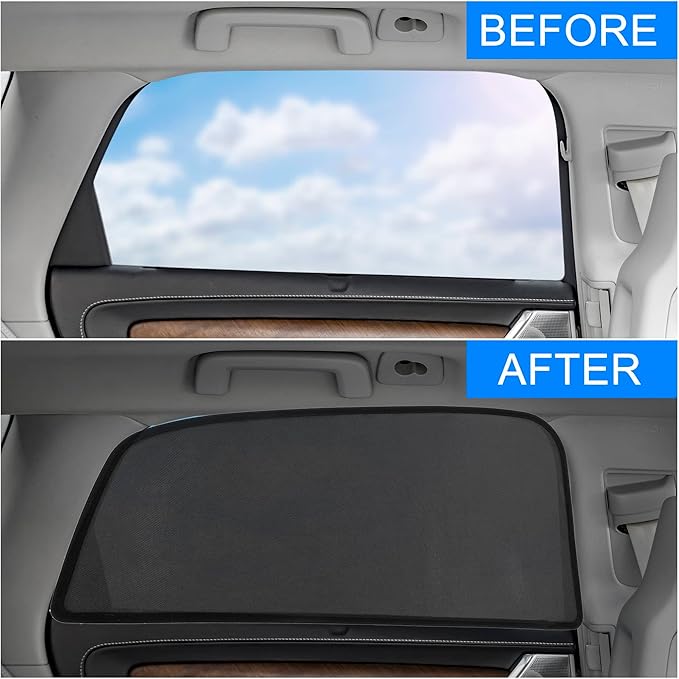 Unifizz Car Window Shades, 2 Pack Tesla Model x Car Side Window Sun Shades, UV Protection Breathable Mesh Baby Window Covers, Privacy Protect for Kids,Family,Pets,Black (34.65""x16.93"")