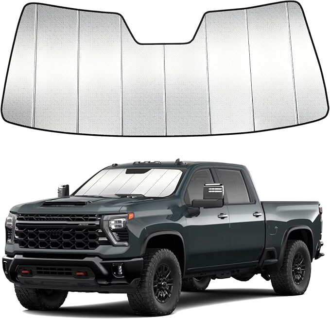 Windshield Sun Shade Custom Fit for Dodge Ram 1500 2019-2025, Accordion Folding Thick Window Sunshade Block Heat 99% UV Rays Sun Visor Keep Cooler Car Accessories