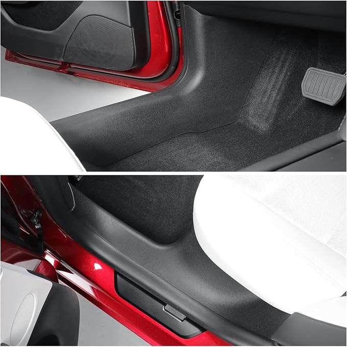 LUCKEASY 7PCS for Tesla Model 3 Highland 2026 2025 2024 Front Rear Door Threshold Strip Center Console Lower 2nd Row Seat Lower Protector Anti-dust Pads TPE for Tesla Model 3 Accessories Black