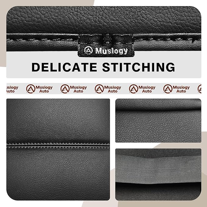 Muslogy Center Console Armrest Cover Fit for Ford F250 F350 F450 2023-2025 2026 Super Duty Accessories, Comfort Armrest Pad Console Lid Cushion Vegan Leather Regular Thick(Bucket Seat ONLY)