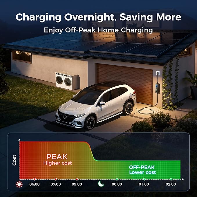 Carbon Fiber Level 2 EV Charger, 24A Adjustable Current/Timer/Smart Display, NEMA 14-30 Dryer Outlet & 14-50 Plug, 21FT EV Charging Cable, J1772 Connector for SEA J1772 EVs/PHEVs
