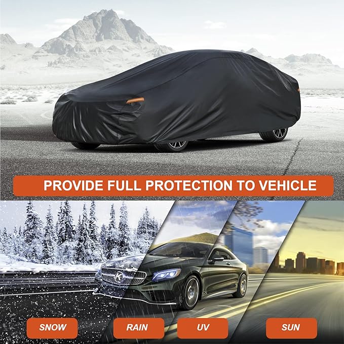 Kayme 7 Layers Sedan Car Cover (2016-2025) Custom Fit Fiat 124 Spider Waterproof All Weather for Automobiles, Full Exterior Covers Sun Rain Protection UV Protection.