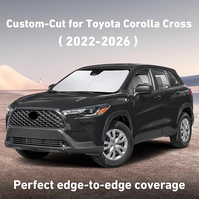 EcoNour Windshield Sunshade Compatible for Toyota Corolla Cross 2022-2024 2025 2026, Sun Visor for Front Windshield & Window Sun Shade Cover, UV Heat Blocker & Protector, Car Accessories