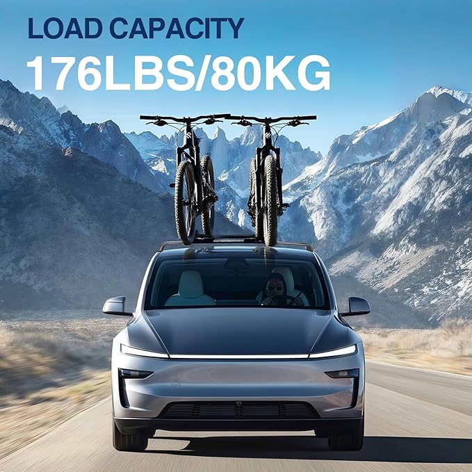 2PCS Cross Bar Roof Racks Compatible with 2021-2026 Tesla Model Y Juniper, 176LB Load Capacity, Lockable Luggage Cargo Rails Carrier Accessories Fits Bikes Kayaks Ski Tent Roof Box