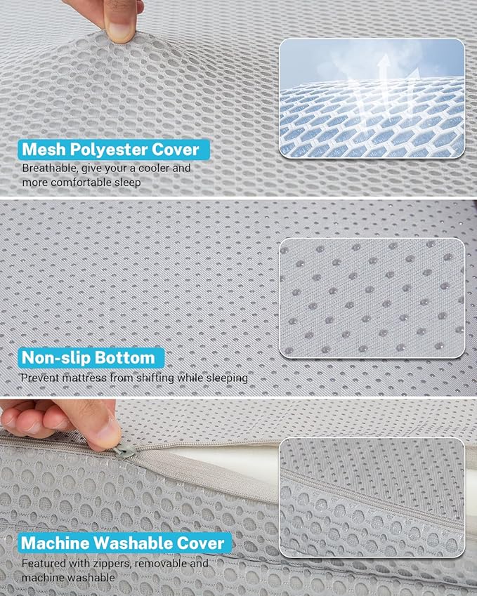 Gonex Foam Mattress for Tesla Model Y 3, 2" Foam Car Camping Mattress with Washable Mesh Cover for Superior Support, Foldable with Storage Bag, Fits Frunk Trunk, Portable for Road Trips, 75" x 44.5"