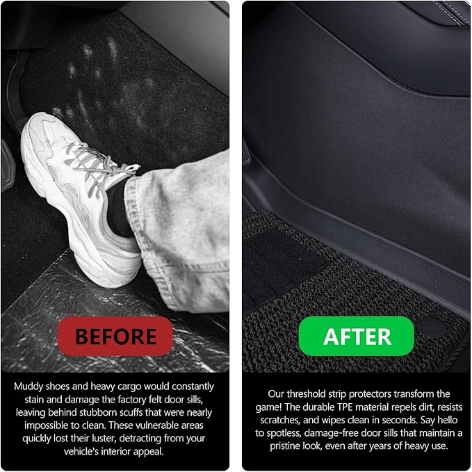 for 2025+ Tesla Model Y Juniper 7PCS TPE Door Threshold Strip & Center Console Saddle Side Protectors & 2nd Row Seat Lower Protector Anti-dust Pads 2025 2026 Model Y Juniper Accessories