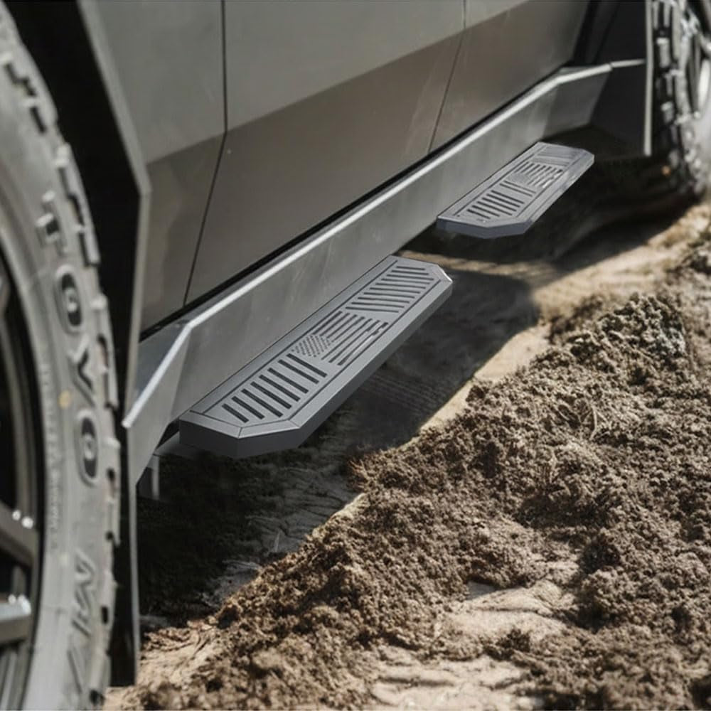 4Pcs Running Boards Fit for Tesla Cybertruck, Upgrade 800Lbs Load Capacity, Heavy-Duty Carbon Steel Side Steps for Cybertruck 2024 2025, with Brackets (Matte Black)