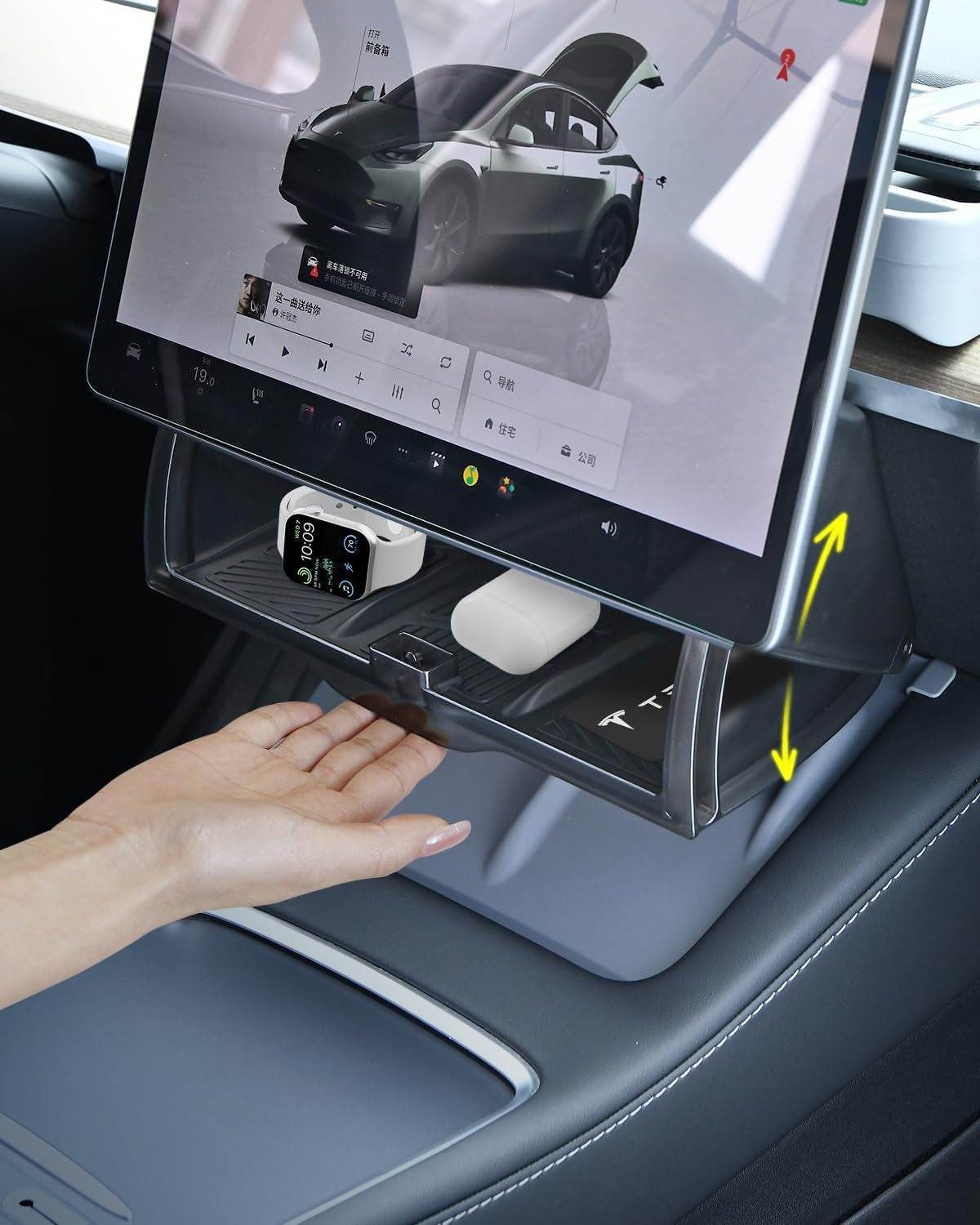 Hidden under Screen Storage for Tesla Model Y Model 3 Accessories 2020-2026