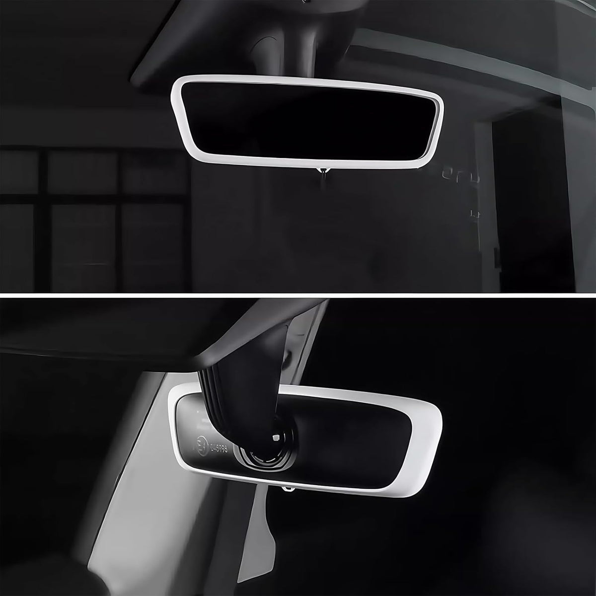 2PCS Protector Trim Frame Compatible with Tesla Model 3 Y 2020-2024 2026 Screen Edge Frame Rearview Mirror Cover Interior Silicone Decorations Center Console Decor Highland Juniper Accessories (White)