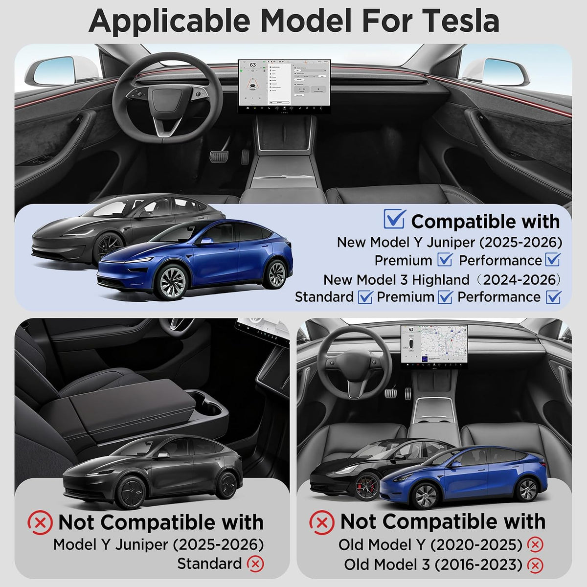 8PCS Console Organizer for Tesla Model Y/3 Accessories