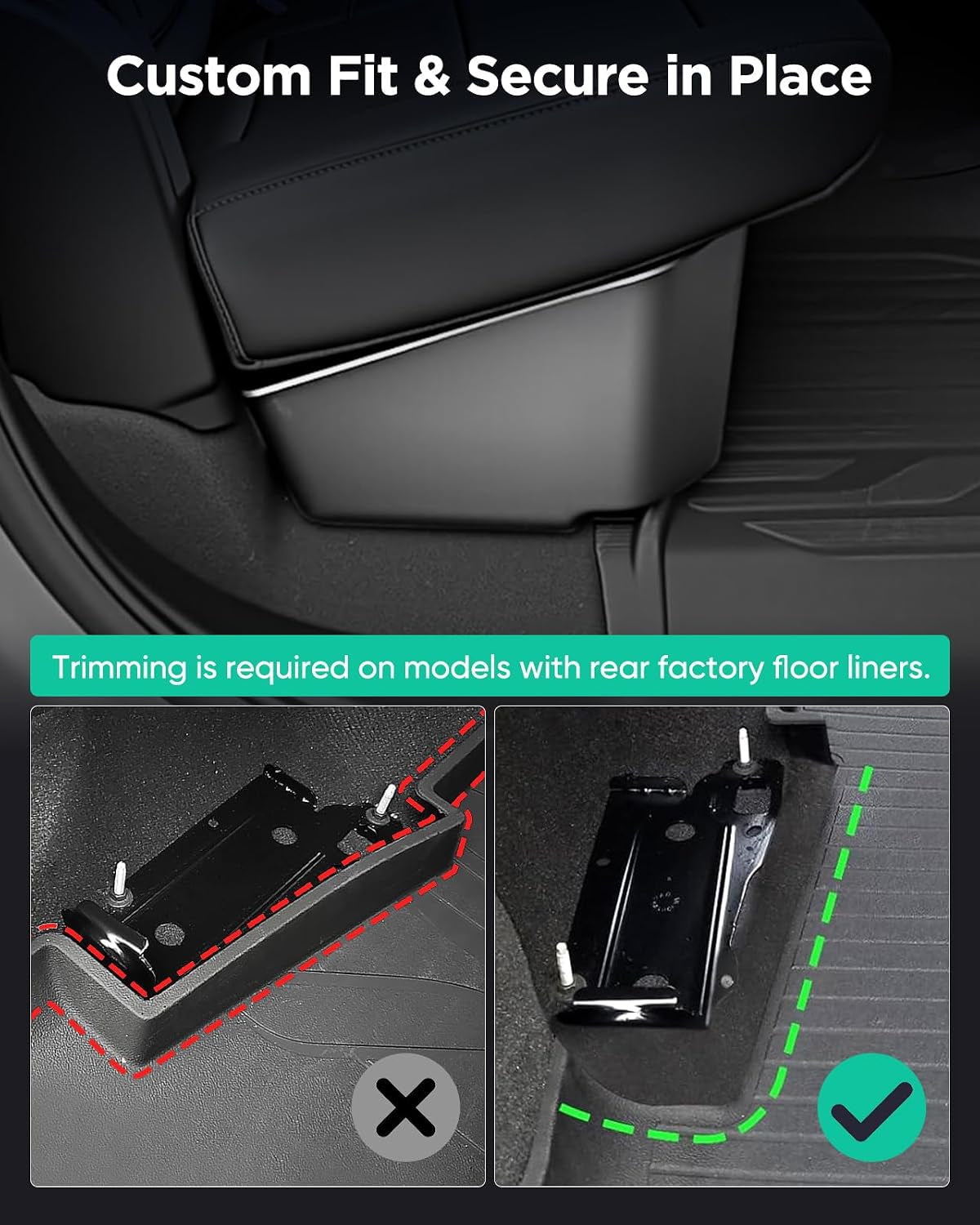 Truck Underseat Storage for Silverado Sierra: 2019-2026 Crew/Double Cab, Rear under Seat Organizer Tool Box Car Accessory for Chevy Silverado & GMC Sierra 1500 2500HD 3500HD (W/ Detach Bin & Mesh Net)