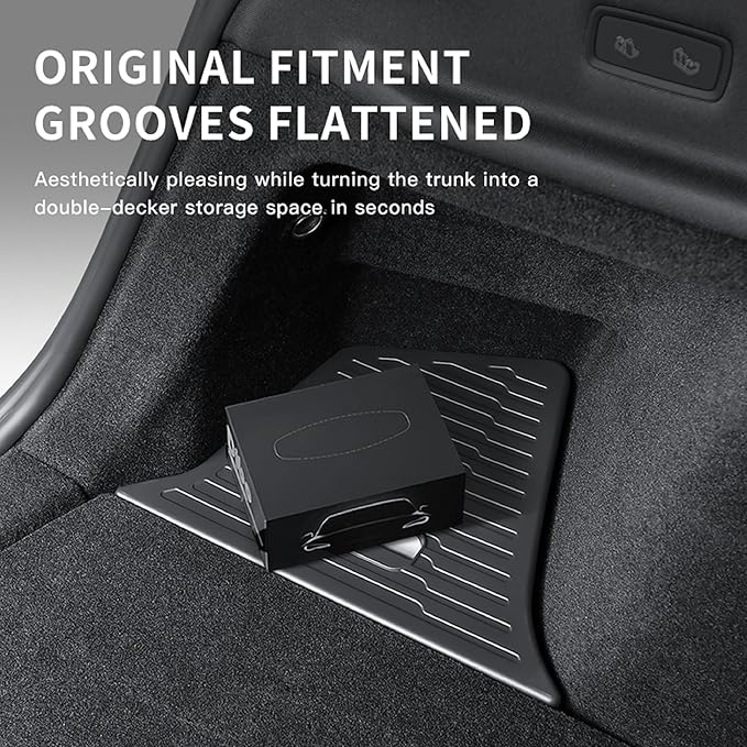 2PCS for Tesla Model 3 Highland 2024 2025 Trunk Organizer Trunk Storage Bins with Lid TPE Waterproof Trunk Storage Box for Model 3 highland Interior Accessories