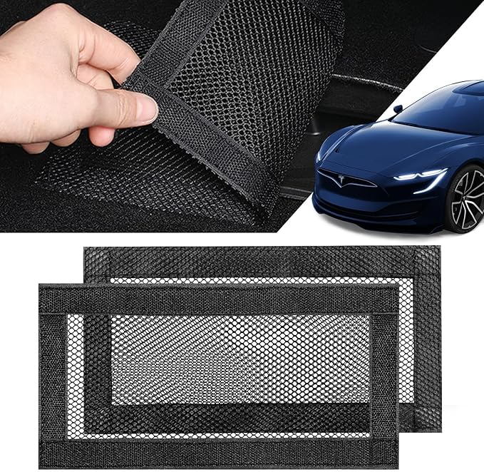 Backseat Air Vent Cover for Tesla Model 3 & Model Y, 2-Pack Rear Seat Air Condition Outlet Protector with Upgraded Mesh Cloth and Velcro, Car Air Vent Accessories for Tesla Model Y / 3