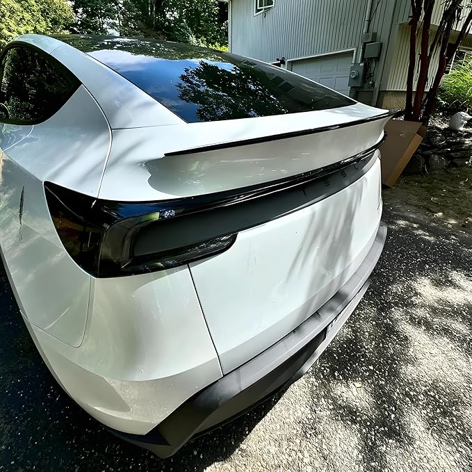 STSEV01 Rear Spoiler Fit for Tesla New Model Y Juniper 2026, Sporty V-Style Performance Appearance Type Wing, Trunk DeckLid Lip Exterior Accessories, Tape Installation (Glossy Black)