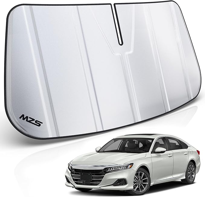 MZS Windshield Sun Shade Compatible with Accord 2018-2022, Foldable Car Front Window Sunshade with Storage Pouch, Sun Visor Shield for Interior Protector
