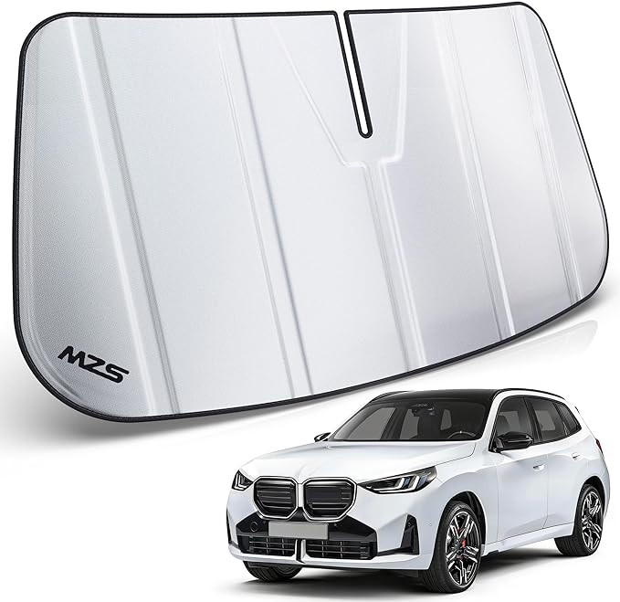 MZS Windshield Sun Shade Compatible with X3 SUV 2025-2026, Foldable Car Front Window Sunshade with Storage Pouch, Sun Visor Shield Accessories for Interior Protector