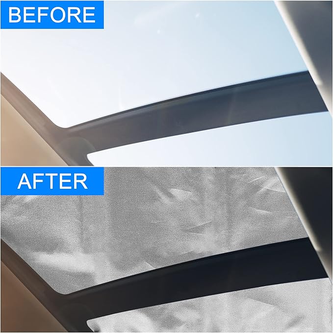 X AUTOHAUX Glass Roof Sunroof Shade Cover Window Sun Shade Coated Cloth Set for Tesla Model S Top Roof
