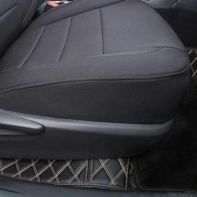 EKR Model S Seat Cover for Tesla Model S 2014 2015 2016(Front Fixed Headrests, Front Full Side Coverage, 3 Rear Headrests) Neoprene Seat Covers Full Set,Car Seat Protector- Neoprene (Black)
