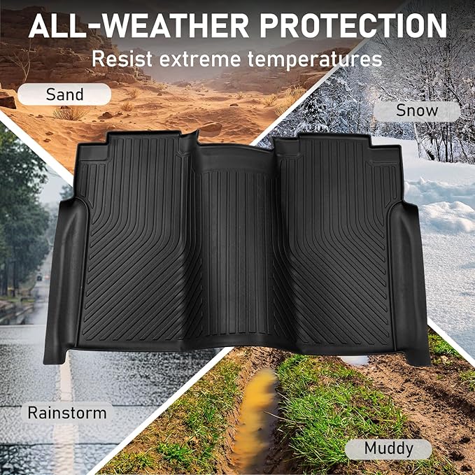 Floor Mats Replacement for Tesla Y 5-Seater 2020-2024, TPE All Weather Custom Fit, Front & Rear 3PCS | Heavy Duty, Easy Clean - Black