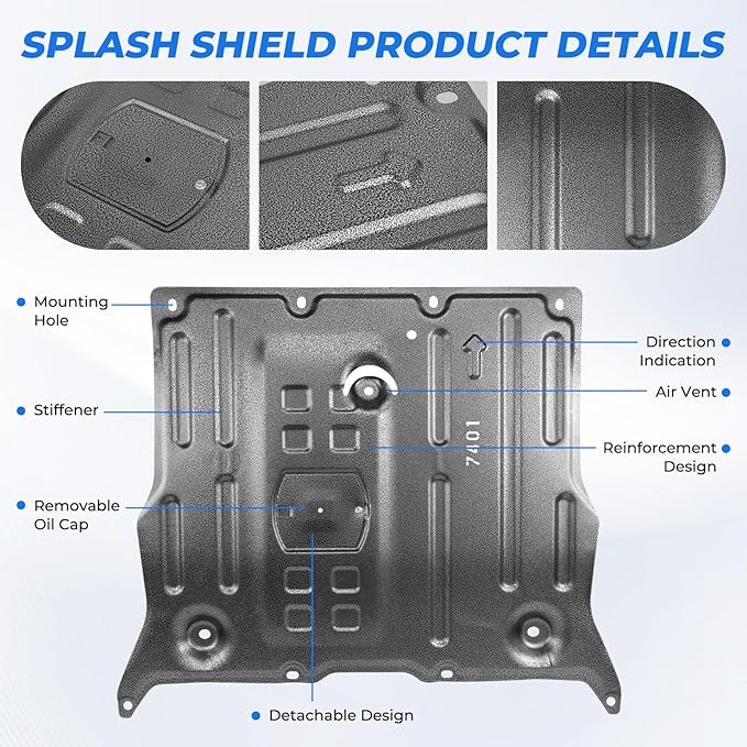 Front Skid Plate Compatible with Tesla Model 3 2017-2025 & Model Y 2020-2025, Under Engine Guard Splash Shield Cover Chassis with Install Accessories