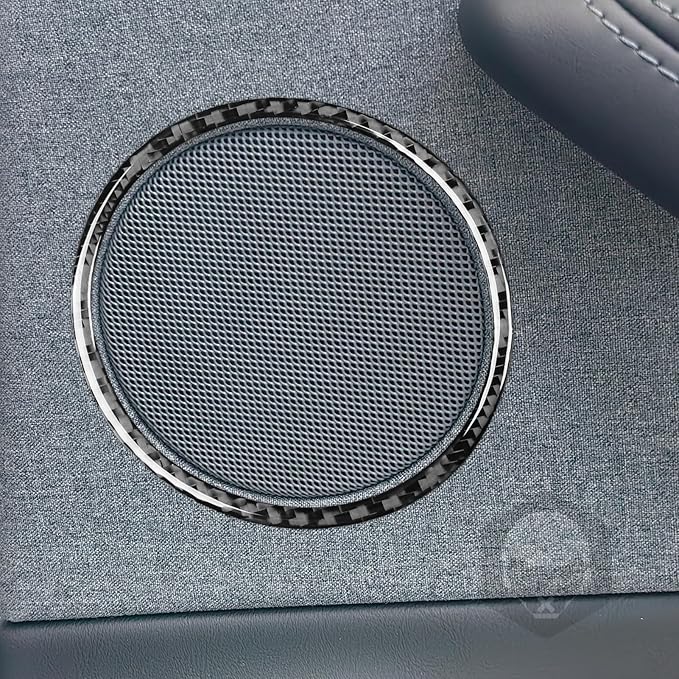 Car Rear Horn Speaker Frame Sticker Carbon Fiber Sticker Car Interior Trim Compatible with Tesla Model 3 2024 2025 Accessories Decorative Sticker Car Speaker Ring