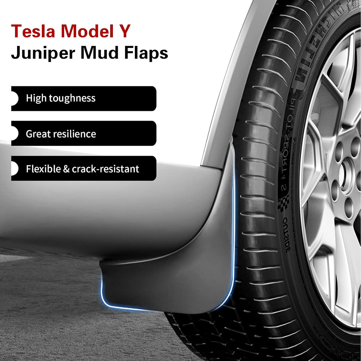 Mud Flaps for Tesla Model Y Juniper 2025-2026 TPE No-Drill Splash Guards