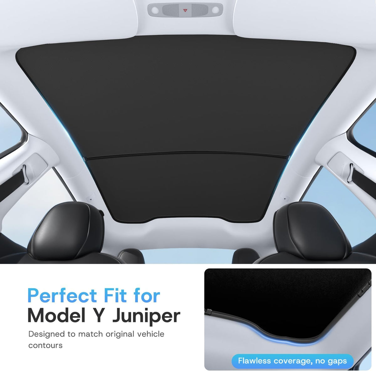 For Tesla Model Y Juniper Sunshade Roof - Graphene Coated Roof Shade, Heat Reduction Glass Cover, Blackout Sun Shield Model Y Juniper 2025 2026 Accessories (Black, Model Y Juniper 2025-2026)