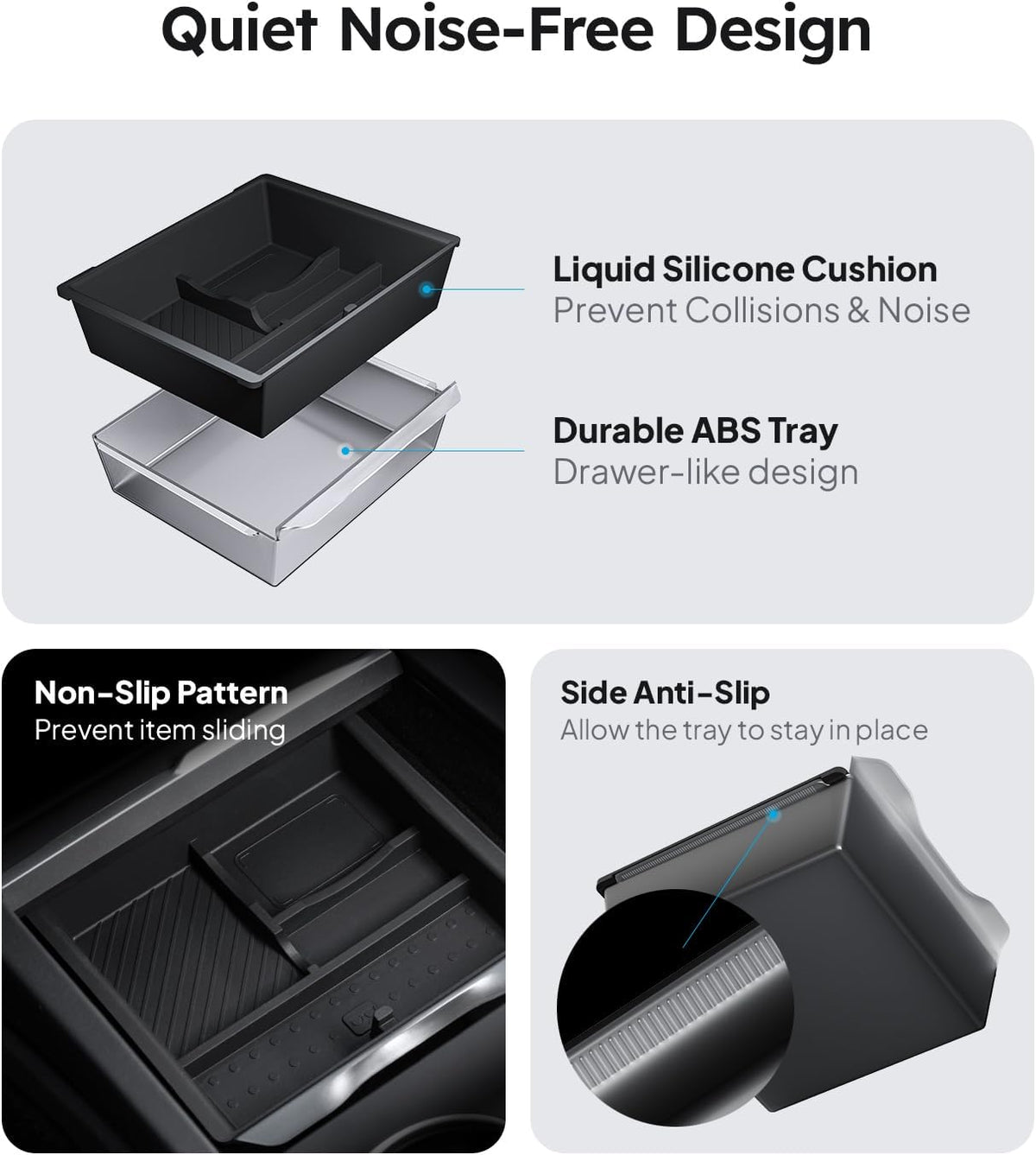for 2026 Tesla Model Y/3/YL Accessories Console Organizer 4PCS Black