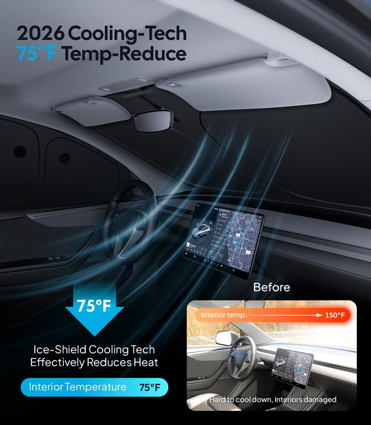 2026 8PC Full Set Window Sunshade for Tesla Model Y Juniper 2025-2026