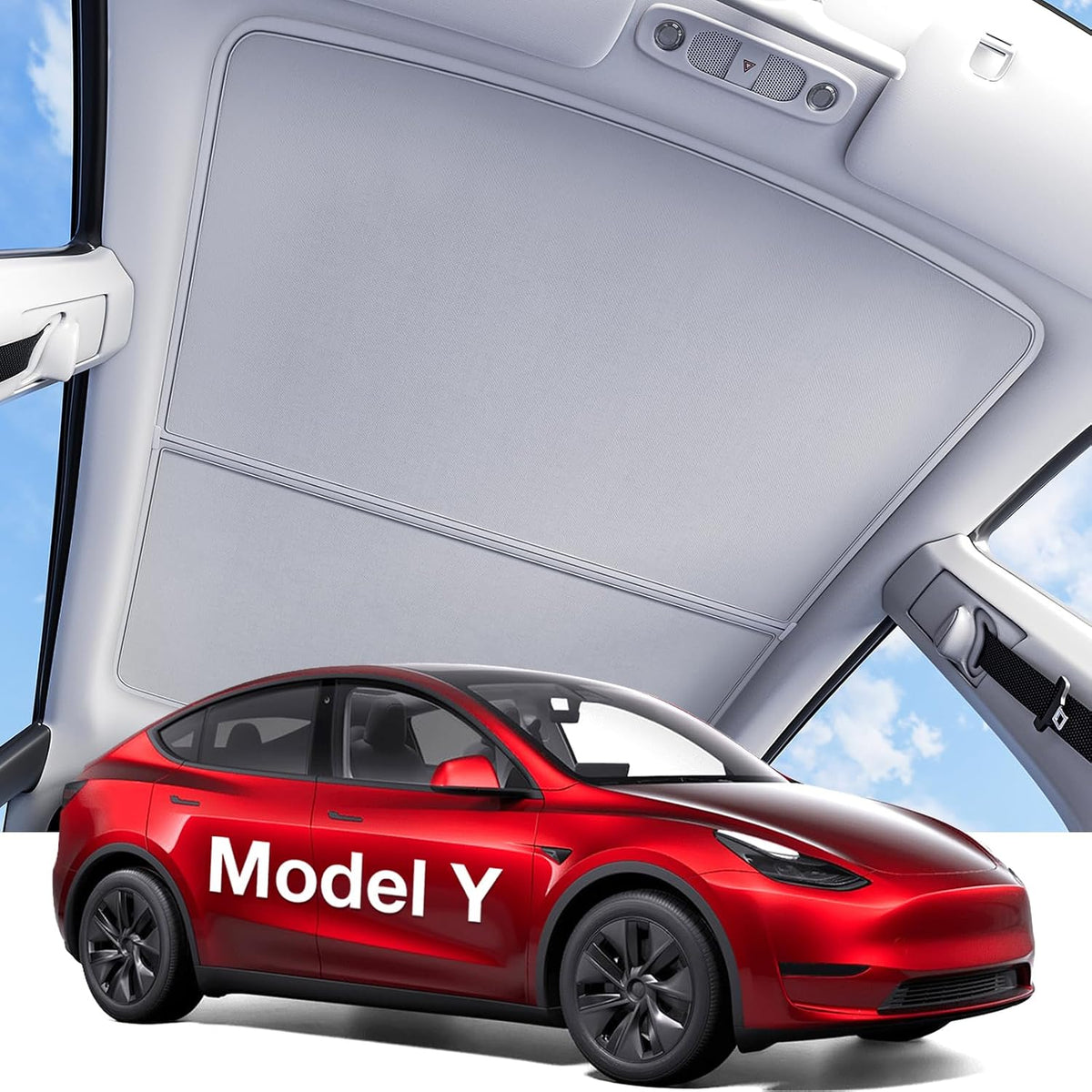 for Tesla Model Y Accessories Sunshade Roof, Interior Gray