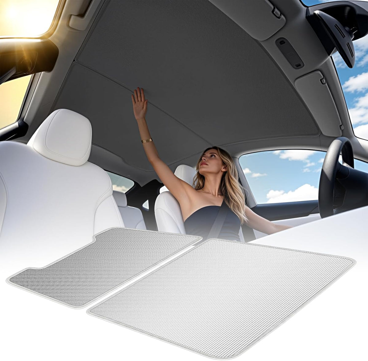 Tesla Model Y Juniper 2025-2026 Sunshade Roof Never Sag UPF50+ 99% UV Grey
