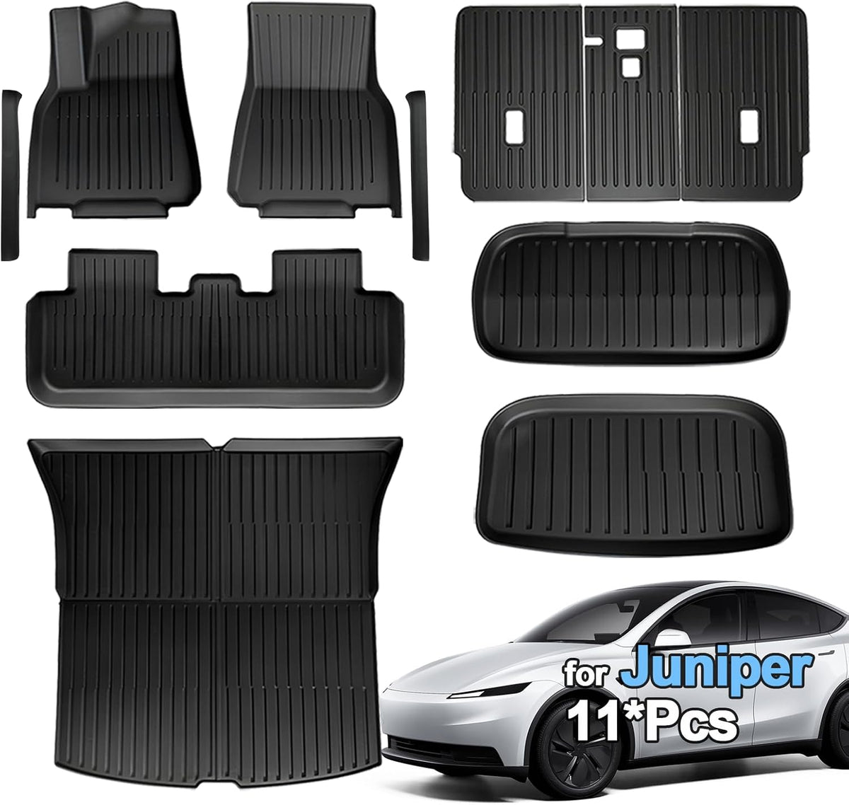Tesla Model Y Floor Mats 2025 2026 11-Piece Set TPE Material