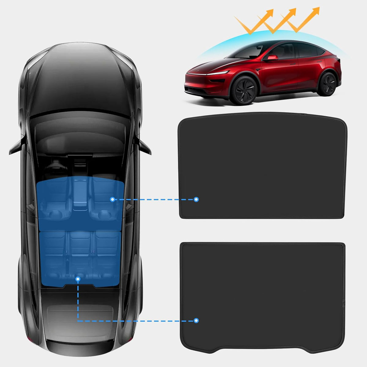 Roof Sunshade for Tesla Model Y Juniper 2026, Upgraded [Sag-Free]
