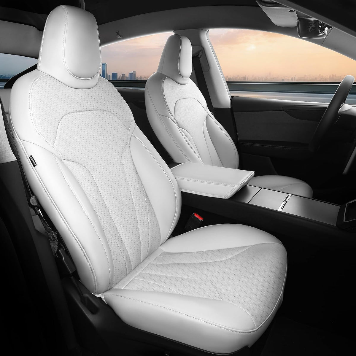 Custom for Tesla Model Y Juniper Seat Covers 2025-2026 White