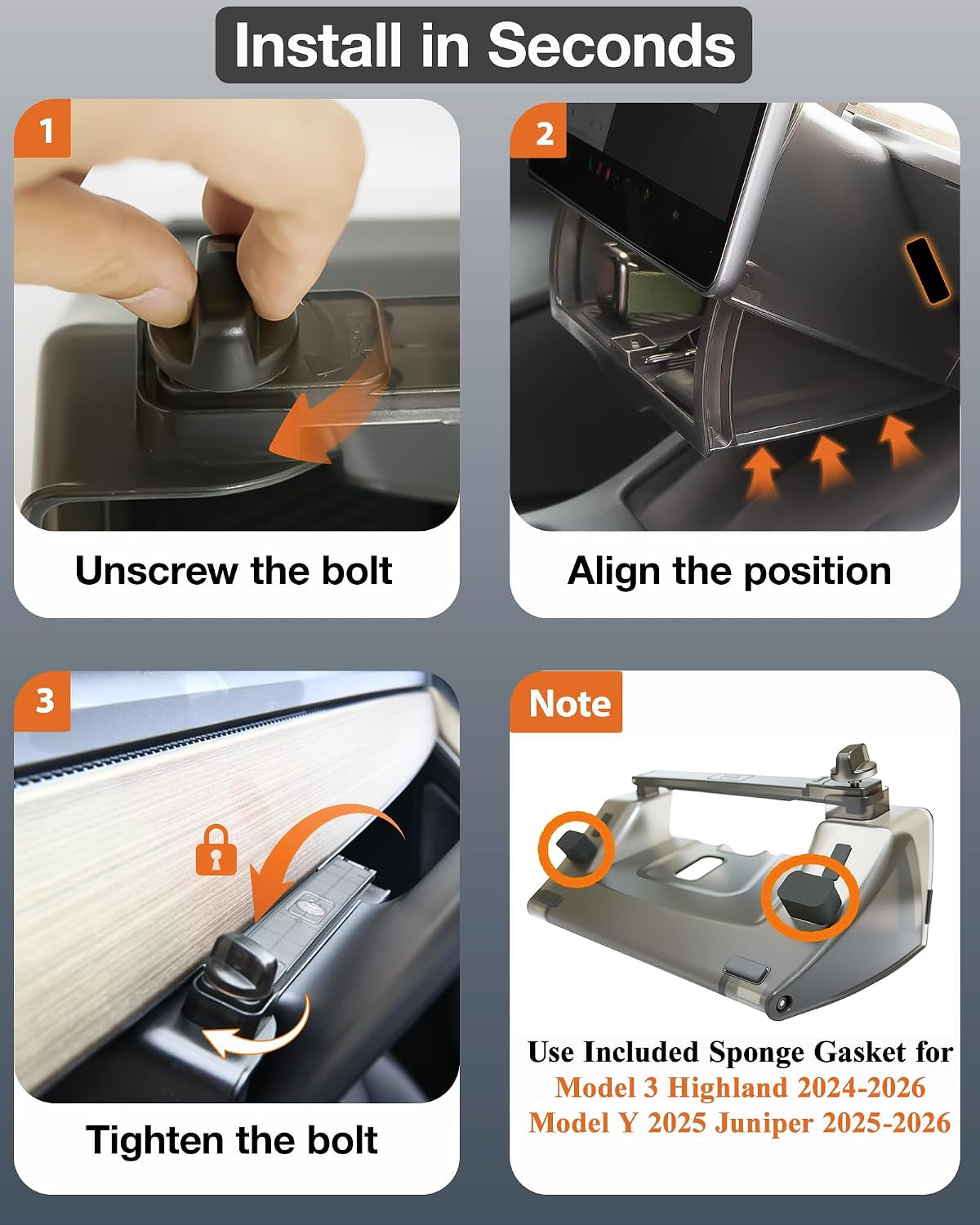 Hidden under Screen Storage for Tesla Model Y Model 3 2026-2016