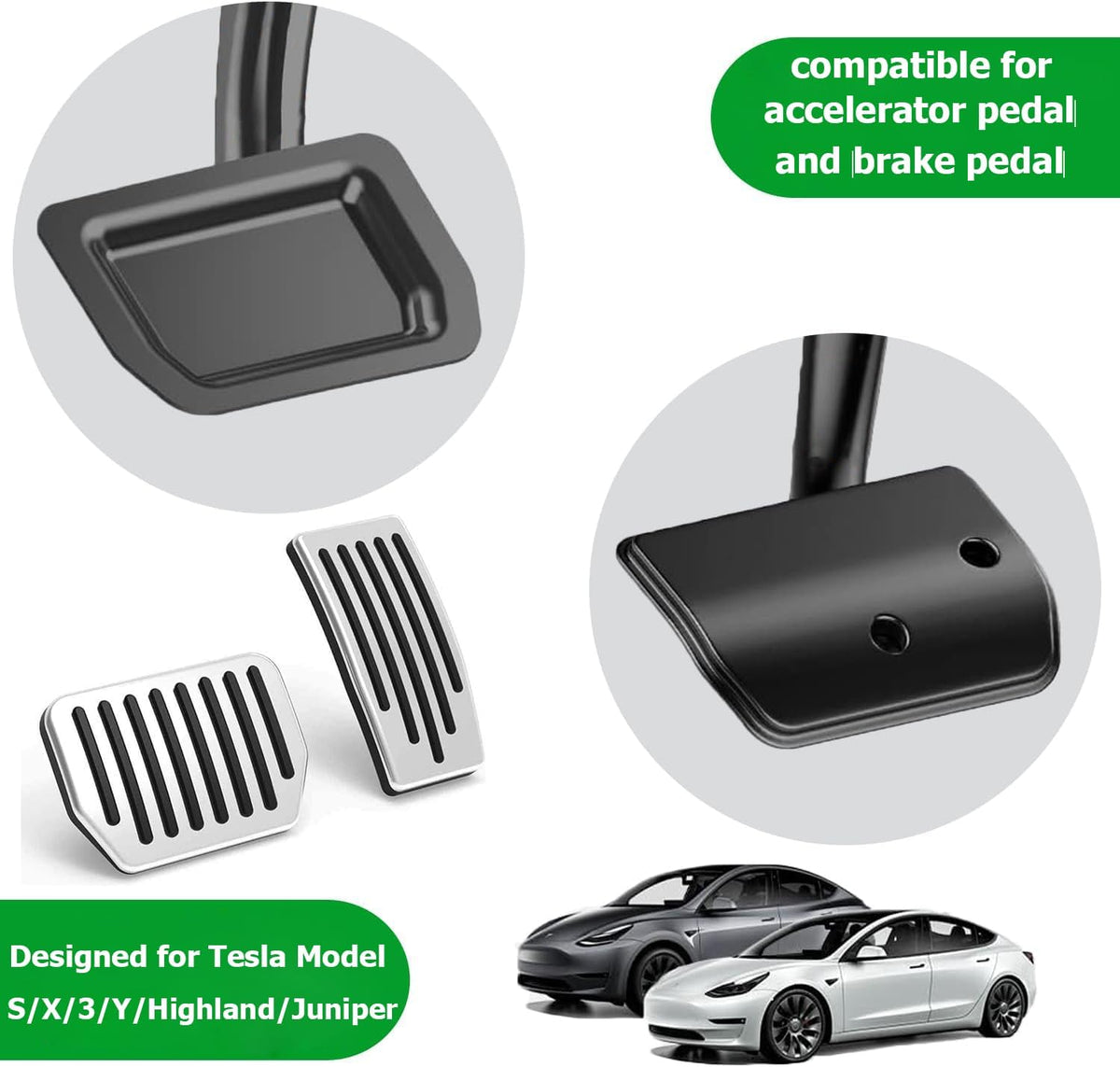 for Tesla Performance Pedal Pads Cover Foot Aluminum Non-Slip Pedals for Model Y(Juniper) Model 3(Highland) and Tesla Model 3/Y 2017-2026