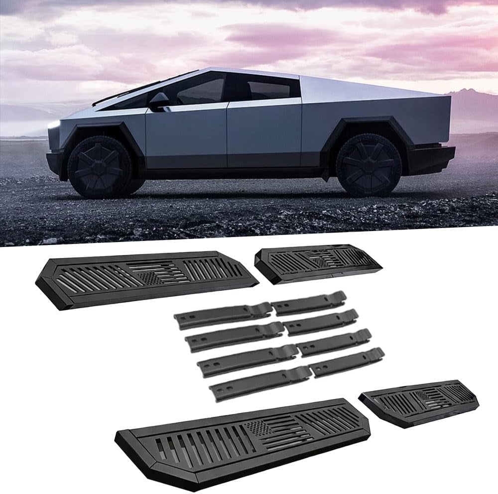 4Pcs Running Boards Fit for Tesla Cybertruck, Upgrade 800Lbs Load Capacity, Heavy-Duty Carbon Steel Side Steps for Cybertruck 2024 2025, with Brackets (Matte Black)