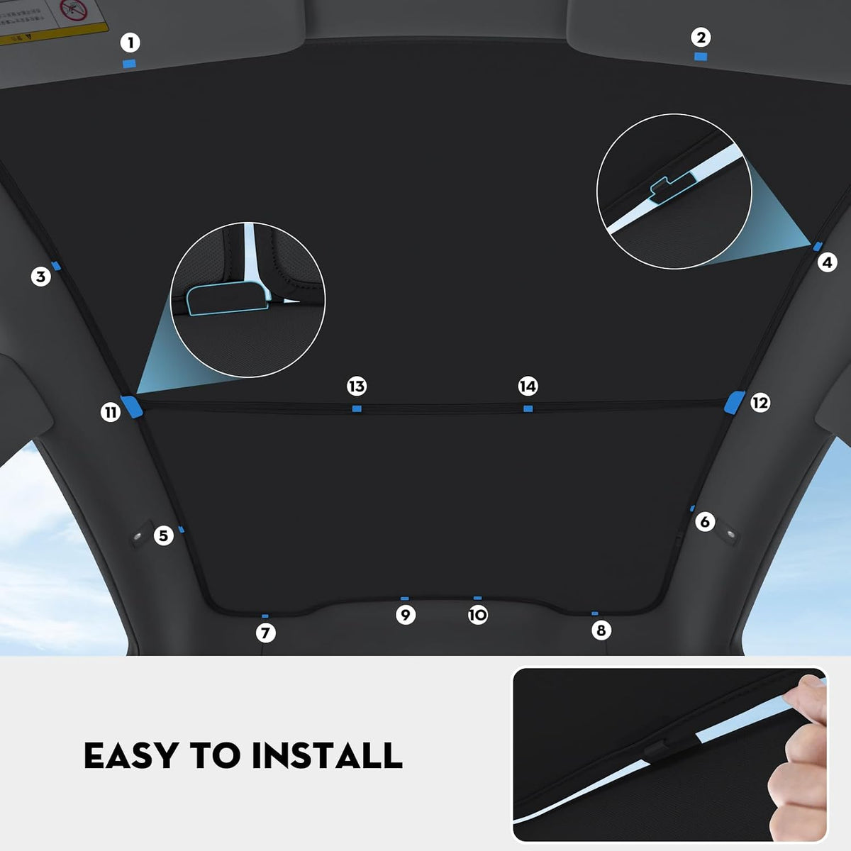 Roof Sunshade for Tesla Model Y Juniper 2026, Upgraded [Sag-Free]