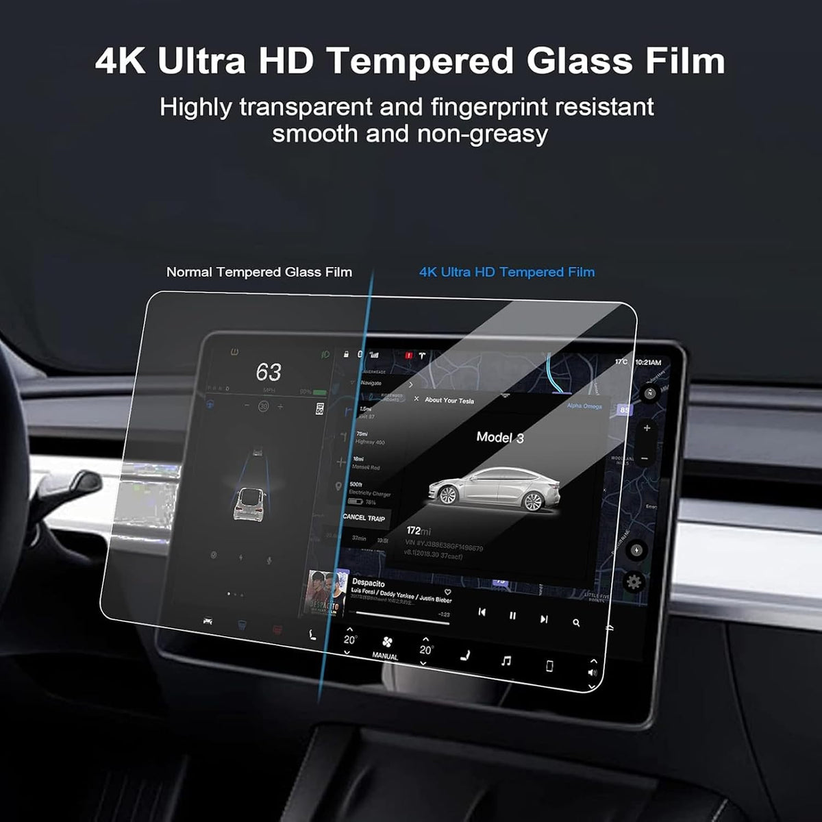 Glossy HD Tempered Glass Screen Protector for 2026 Tesla Model Y Juniper (Premium/Performance), 16In+8In Screen, Scratch Resistant, Alignment Installation Kit, Perfect for Daily Driving
