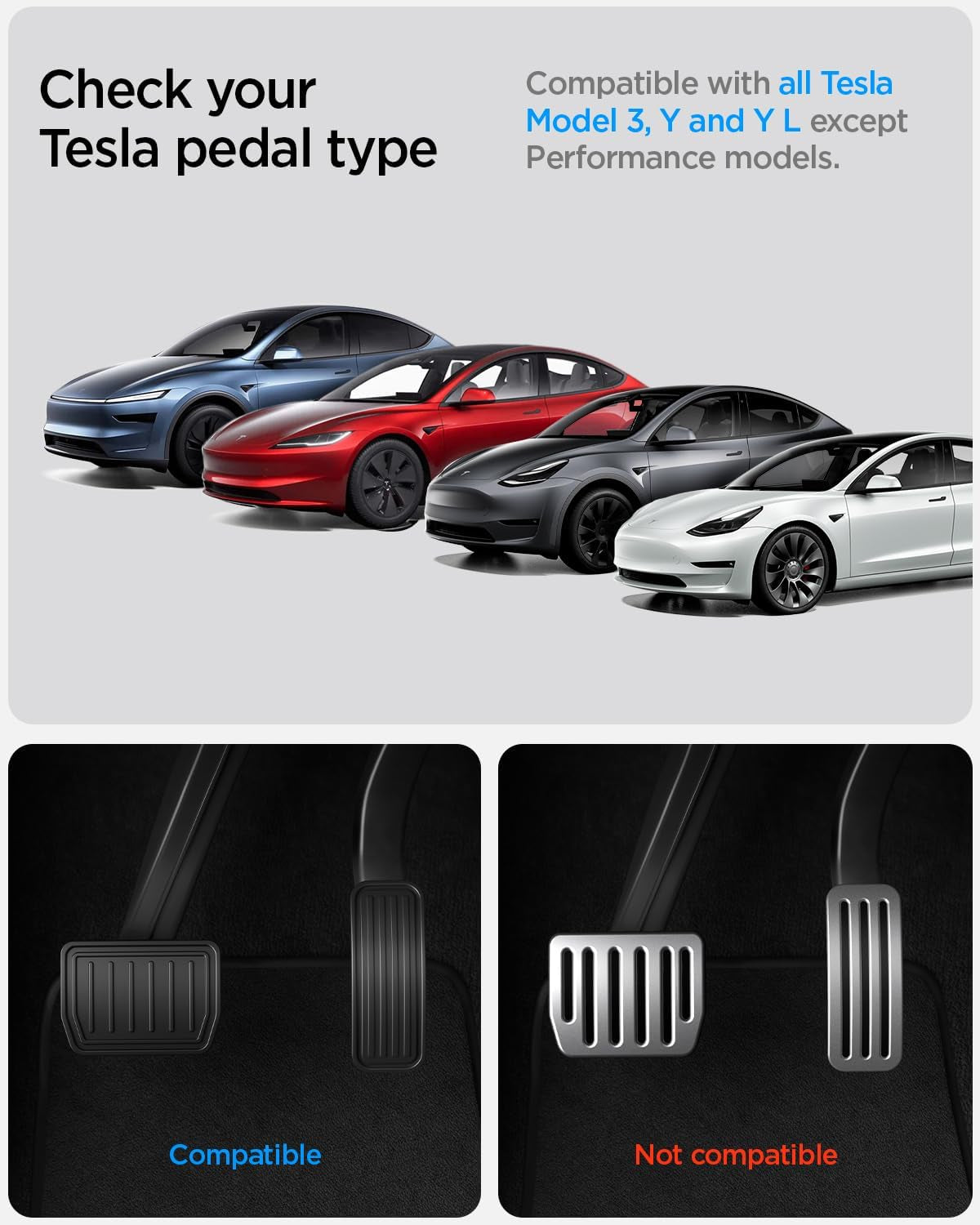 Stainless Steel Performance Pedal Cover for All Model 3 and Y