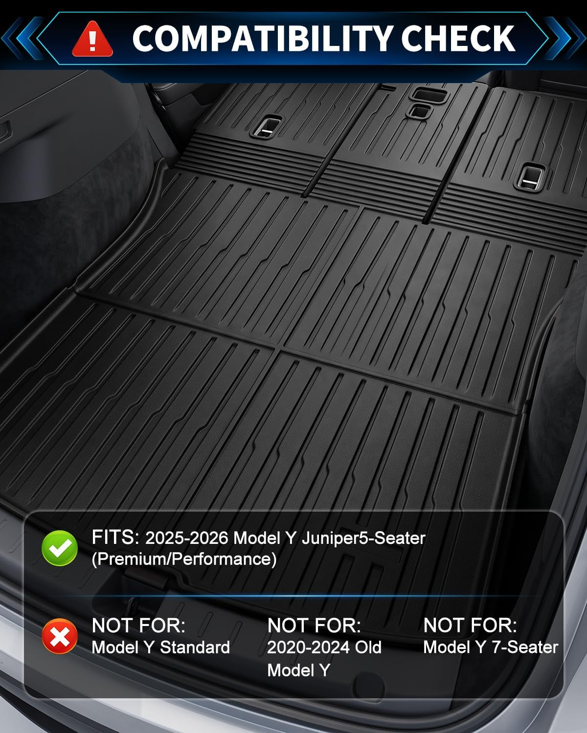 Tesla Model Y Trunk Mat for Juniper 2025-2026 All Weather Floor Mats Liner