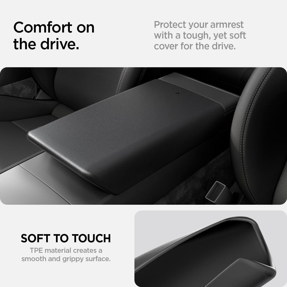 Armrest Cover for Tesla Model Y Juniper & YL & 3 Highland - Black