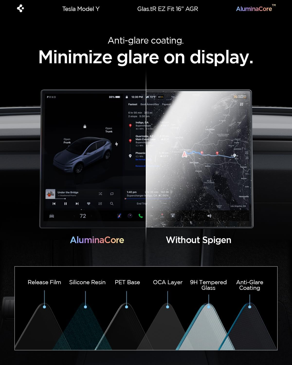 Glastr EZ FIT Screen Protector Matte Finish for Model Y (2026)