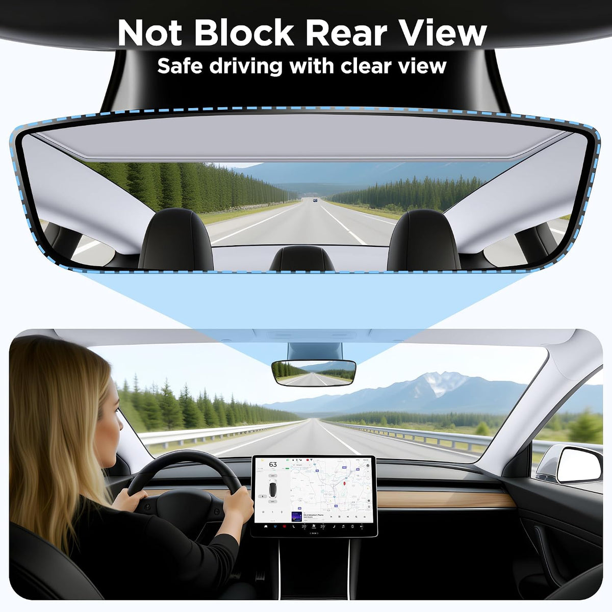 2026 Upgraded for Tesla Model 3 Accessories Sunshade Roof [No Sag, Ice-Crystal Cooling Coatings] Heat Insulation Glass Roof Sun Shade for Tesla Model 3 Accessories 2022-2026 Gray