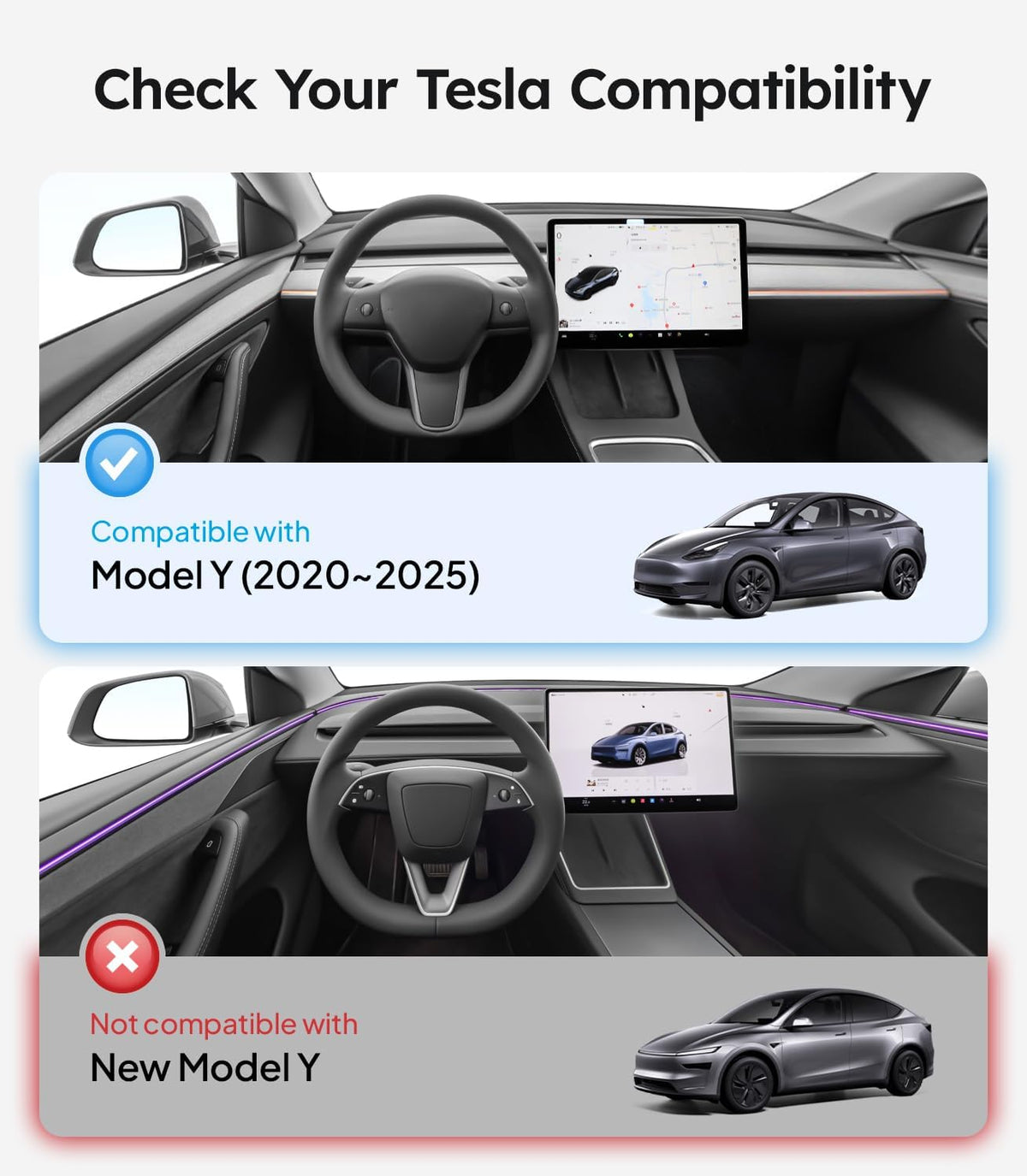 for Tesla Model Y Sunshade Roof Accessories, Light Gray