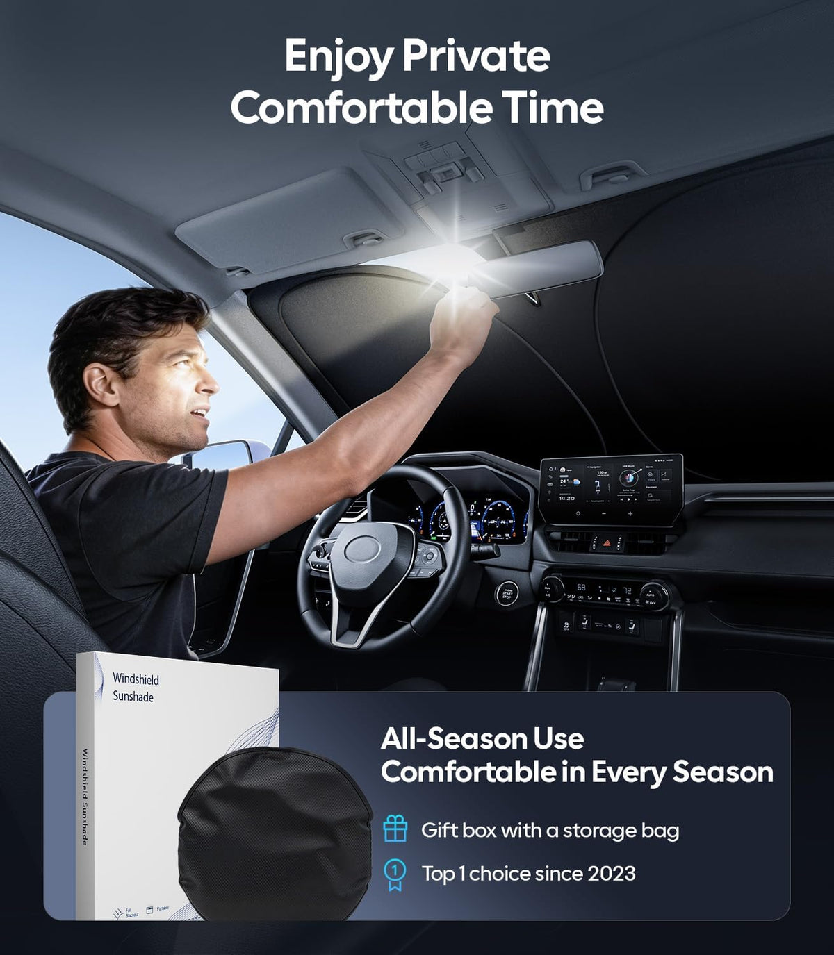 for Tesla Model 3 Windshield Sunshade, OEM Design, 100% Sun Block