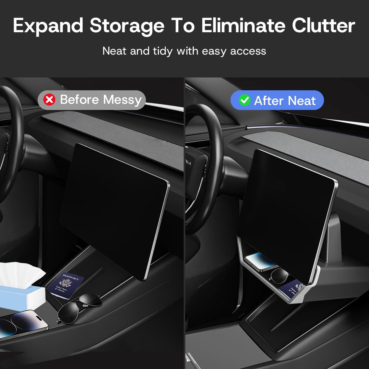 Under Screen Storage Organizer for Tesla Model Y Juniper/Yl/3 Highland